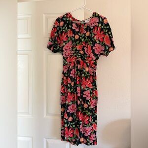 & Other Stories Black Floral Midi Dress
